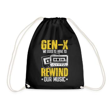 Funny Generation X Music Rewind Xennials Gen X - Drawstring Bag - black - Front