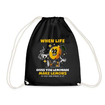 When Life Gives Lemonade Funny Motivation - Drawstring Bag - black - Front