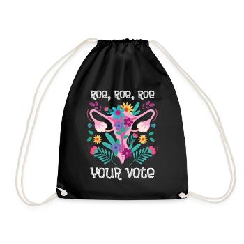 Floral Feminist Flowers Strong Woman, Strong Voice - Drawstring Bag - black - Front