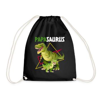 Dad, Papa, Vater, Dino, Dinosaurier für Vatertag - Turnbeutel - Schwarz - Vorne