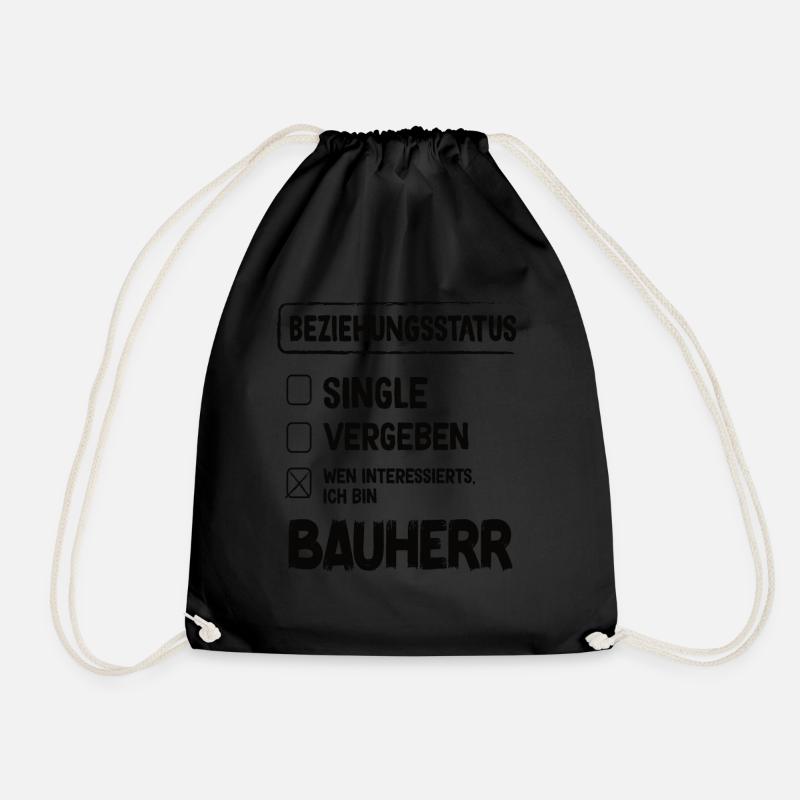 Bauherr Beziehungsstatus Bauherren Bauherr Hausbau - Turnbeutel - Schwarz
