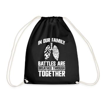 Lung Cancer Awareness Month White Ribbon - Drawstring Bag - black - Front