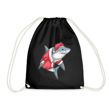 Shark Christmas Christmas Hat - Drawstring Bag - black - Front