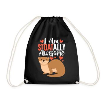 Funny Short Tailed Weasel Ermine Stoat Animal - Drawstring Bag - black - Front