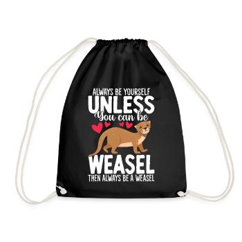 Funny Weasel Pet Ferret Paws Stoat Ermine - Drawstring Bag - black - Front