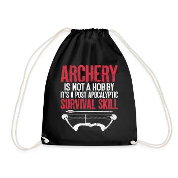 Funny Archery Fletch Recurve Bow Arrow Hunting - Drawstring Bag - black - Front