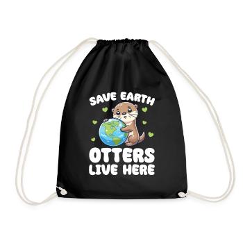Rettet die Erde Otters leben hier Earth Day - Turnbeutel - Schwarz - Vorne