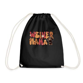 Dachshund Groovy Weiner Mom - Drawstring Bag - black - Front