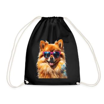 Pomeranian Pomeranian Sunglasses Dog Print - Drawstring Bag - black - Front