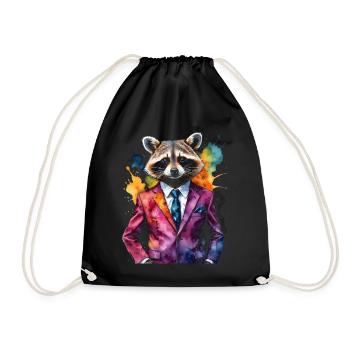 Costume de raton laveur Imprimé de conception animale colorée - Sac de sport léger - noir - Devant