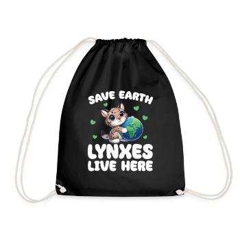 Rettet die Erde Luchse leben hier Earth Day - Turnbeutel - Schwarz - Vorne