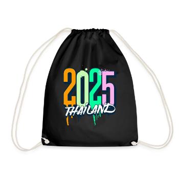 Thailand 2025 Vacation Trip - Drawstring Bag - black - Front