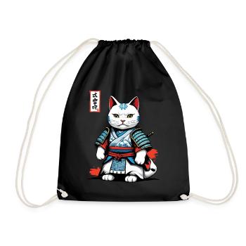 Samurai Katze in Japanischem Samurai Kunstwerk - Turnbeutel - Schwarz - Vorne