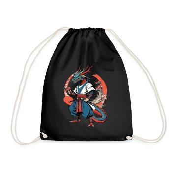 Samouraï Dragon Vintage Ukiyo-e Style Artwork - Sac de sport léger - noir - Devant