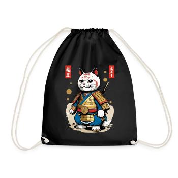Samurai Katze im Ästhetischen Japan Stil - Turnbeutel - Schwarz - Vorne