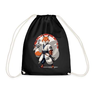 Kitsune Samurai Fox Vintage Ukiyo-e Style - Sac de sport léger - noir - Devant