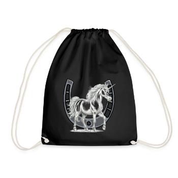 Horseshoe Unicorn Unicorns Horse Horses - Drawstring Bag - black - Front