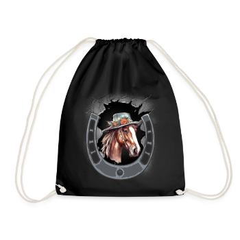 Fer à cheval Tête de cheval Cavalier - Sac de sport léger - noir - Devant