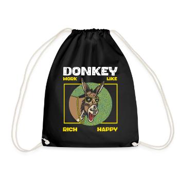 Rich donkey: Hard work pays off, motivation - Drawstring Bag - black - Front