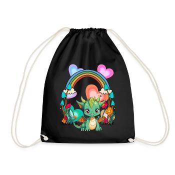 Rainbow Dragon Dragon Mythical Creature Child - Drawstring Bag - black - Front