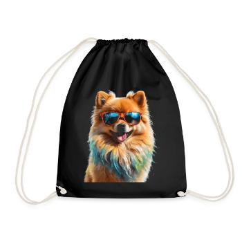 Pomeranian Pomeranian Sunglasses Dog Print - Drawstring Bag - black - Front