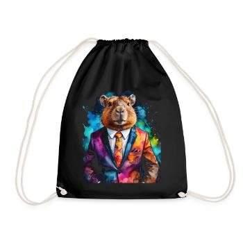 Costume Capybara Capy Imprimé Animal Coloré - Sac de sport léger - noir - Devant