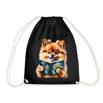 Poméranie Poméranie Livre de lecture Dog Print - Sac de sport léger - noir - Devant
