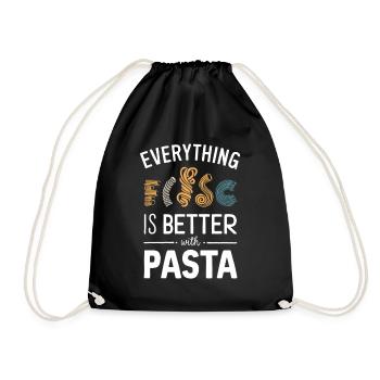 Alles Ist Besser Mit Pasta - Turnbeutel - Schwarz - Vorne