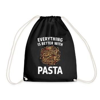 Alles Ist Besser Mit Pasta - Turnbeutel - Schwarz - Vorne