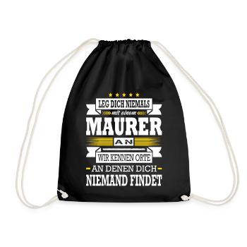 Leg Dich Niemals Mit Einem Maurer An Meister - Turnbeutel - Schwarz - Vorne