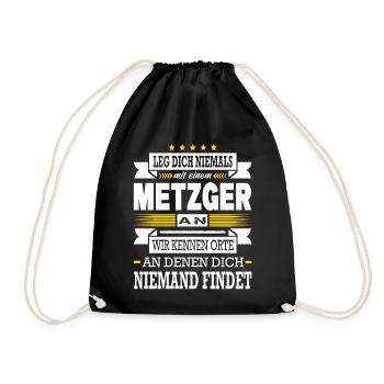 Leg Dich Niemals Mit Einem Metzger An Meister - Turnbeutel - Schwarz - Vorne
