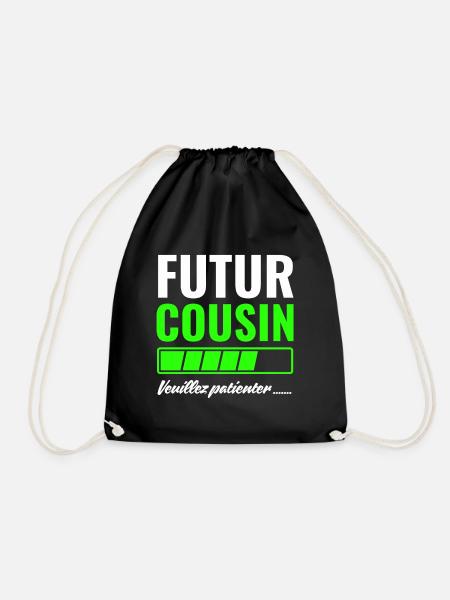Future cousin please wait - Drawstring Bag - black