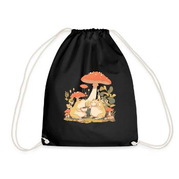 Grenouilles avec des fleurs de champignon à thé cottagecore - Sac de sport léger - noir - Devant