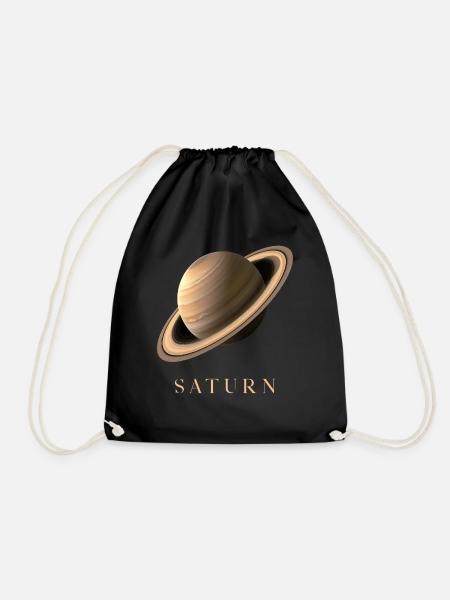 Saturn Planet Weltraum Kosmologie Astronomie - Turnbeutel - Schwarz