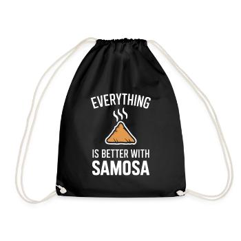 Alles Ist Besser Mit Samosa - Turnbeutel - Schwarz - Vorne