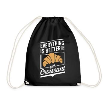 Tout est meilleur avec un petit-déjeuner croissant - Sac de sport léger - noir - Devant