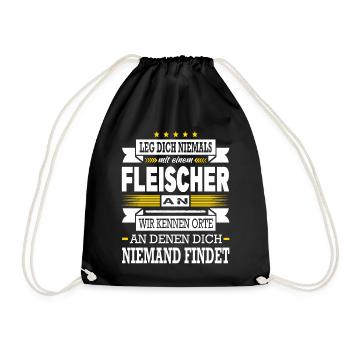 Leg Dich Niemals Mit Einem Fleischer An Meister - Turnbeutel - Schwarz - Vorne