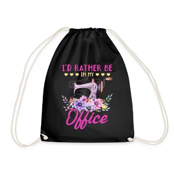 I'd rather be in my office - Seamstress Sewing Lov - Drawstring Bag - black - Front