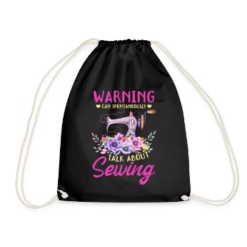 Couture drôle - Avertissement peut parler spontanément - Sac de sport léger - noir - Devant