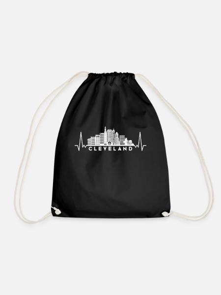 Heartbeat Skyline USA Cleveland - Drawstring Bag - black