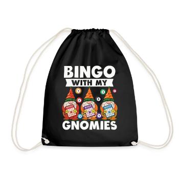 Bingo Mit Meinen Gnomies Lustiges Bingo - Turnbeutel - Schwarz - Vorne