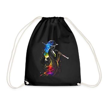 Joueur de flûte Retrowave - Sac de sport léger - noir - Devant