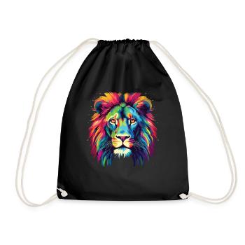 Watercolor Colorful Lion Colorful Animals - Drawstring Bag - black - Front