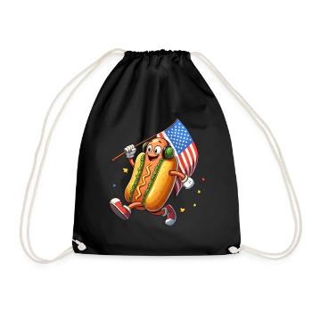 Hot Dog National Hot Dog Day America USA Funny - Drawstring Bag - black - Front
