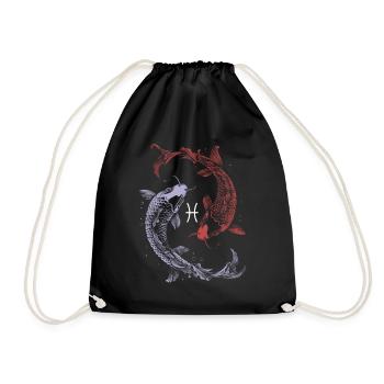 Sternzeichen Pisces Fische Symbol Astrologie - Turnbeutel - Schwarz - Vorne