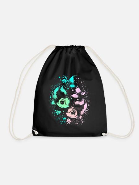 Pisces Zodiac Sign Pisces Birthday Astrology - Drawstring Bag - black