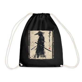 Samurai Fighter - Japanese Ukiyo-e Artwork - Drawstring Bag - black - Front