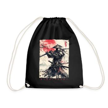 Samurai Fighter - Japanese Ukiyo-e Artwork - Drawstring Bag - black - Front