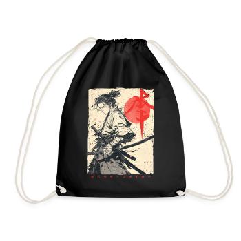 Samurai Fighter - Japanese Ukiyo-e Artwork - Drawstring Bag - black - Front