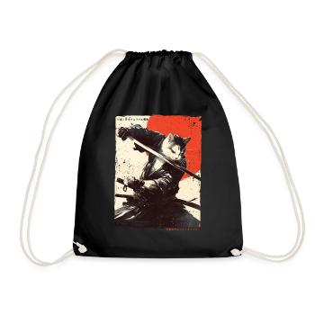 Chat samouraï Kawaii Chat ninja japonais - Sac de sport léger - noir - Devant